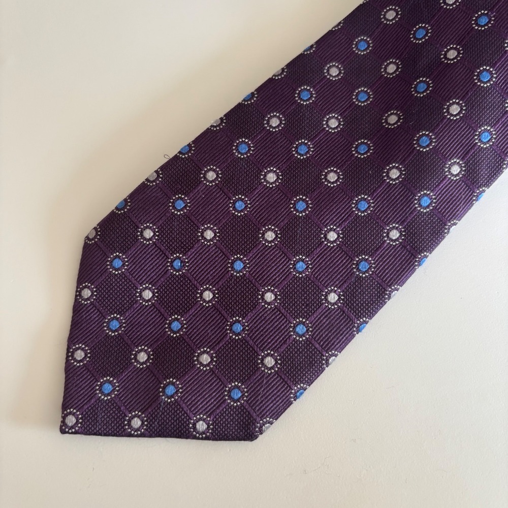 Jos. A. Bank Silk Necktie Mens One Size‎ Purple Geometric Executive Collection